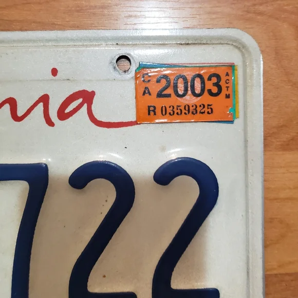 Vtg California License Plates & 1 With Sticker Original Automobilia 2003 4AYS722